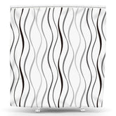 Lofaris Grey Black White Wave Bathroom Shower Curtain